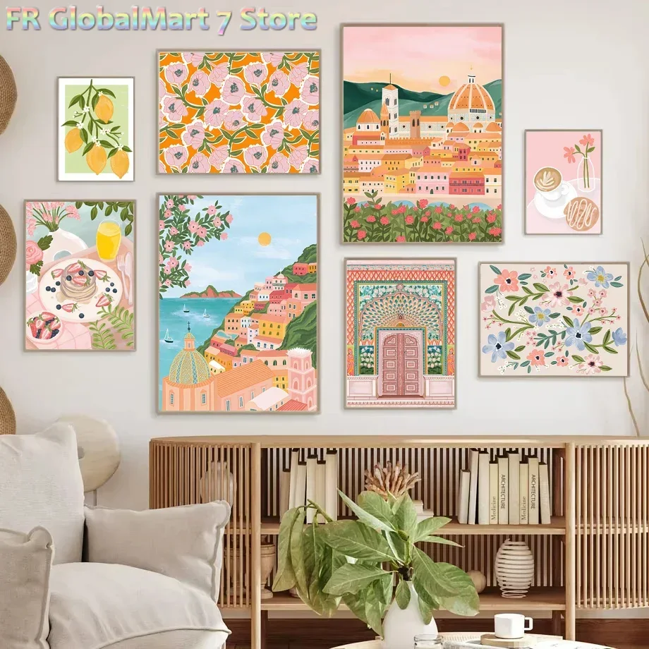 Resin Art Flower - 1pc Diamond painting Santorini Lemon Coffee
