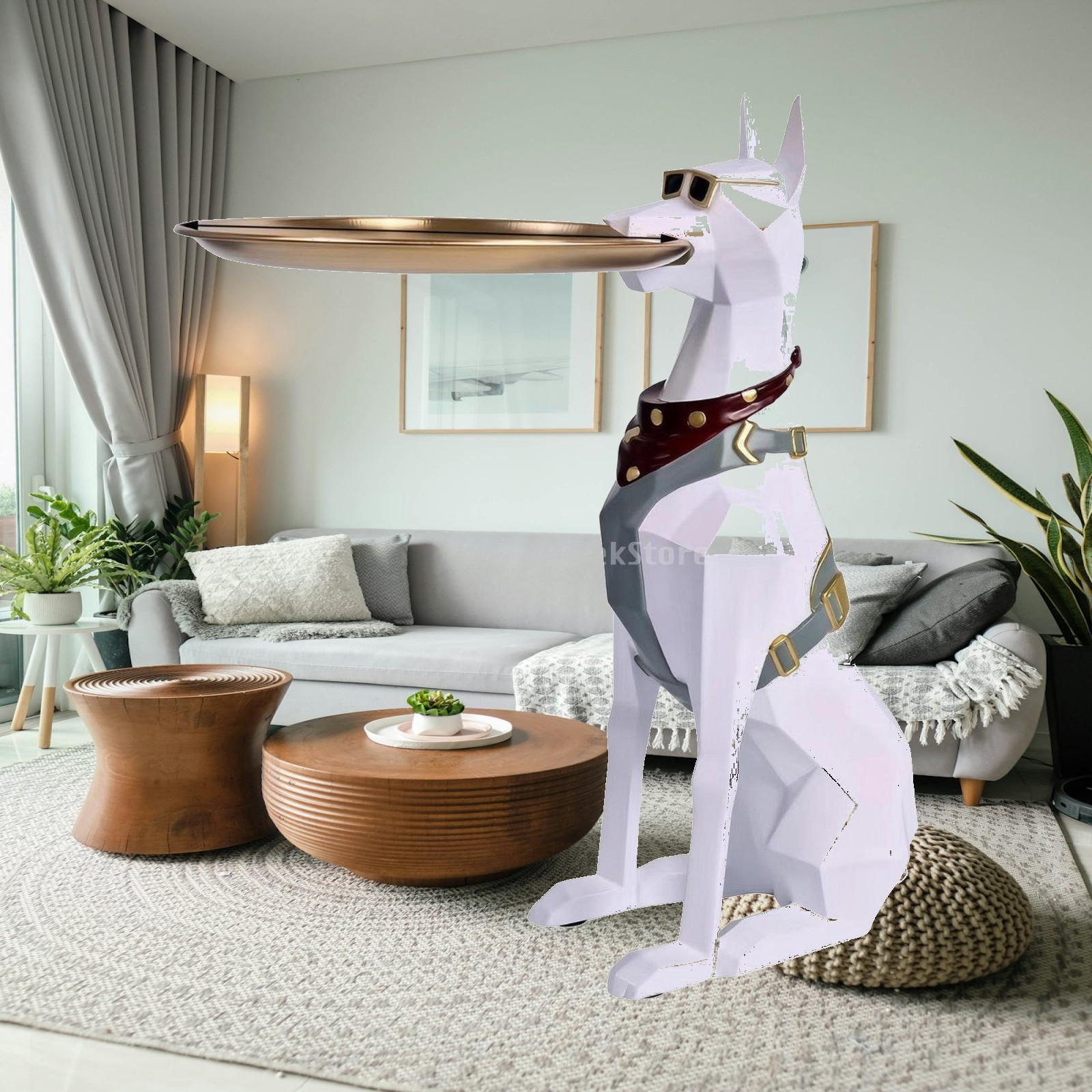 Resin Art Decoration Items - Decorative Doberman Dog Figurine Resin Geometric