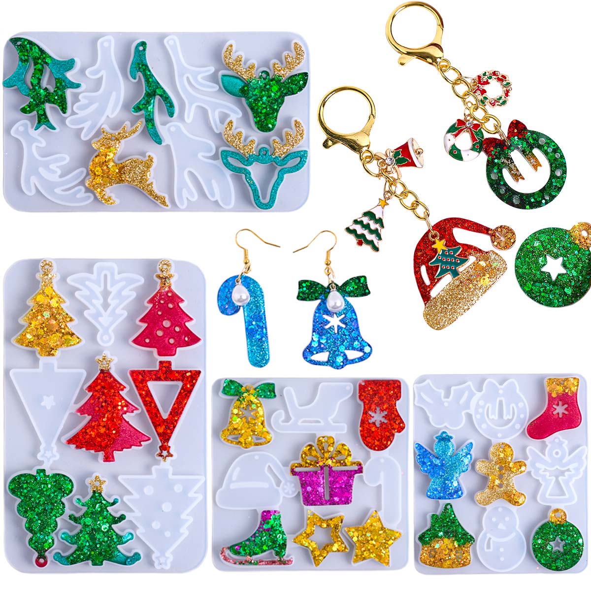 Resin Art Mould - Christmas Earring Pendant Silicone Mold DIY