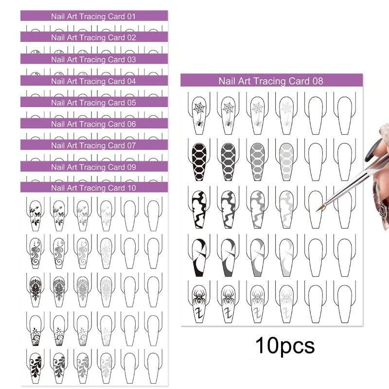 10pcs Nail Art Lines Practice  - đánh giá và giá Resin Art Guide Free