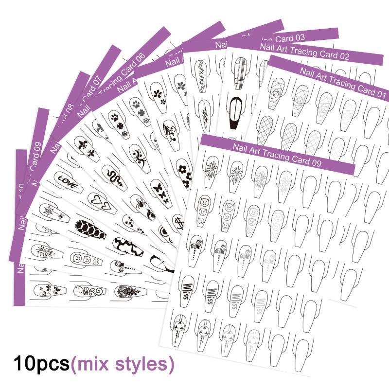 10pcs Nail Art Lines Practice  - đánh giá và giá Resin Art Guide Free