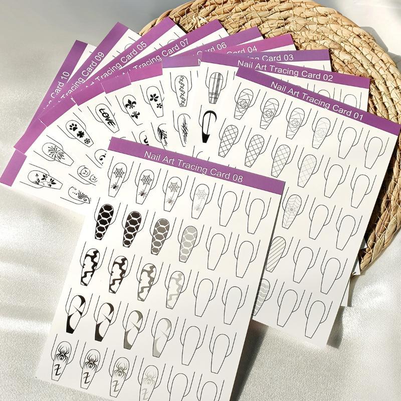 10pcs Nail Art Lines Practice  - đánh giá và giá Resin Art Guide Free
