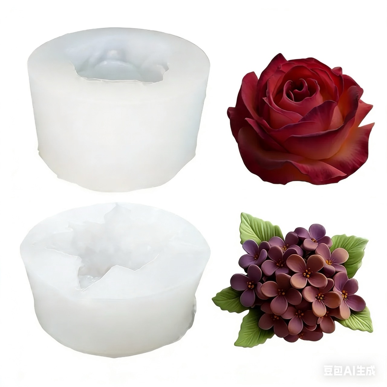 2-Piece 3D Rose and Lilac Sili - đánh giá và giá Resin Art Rose