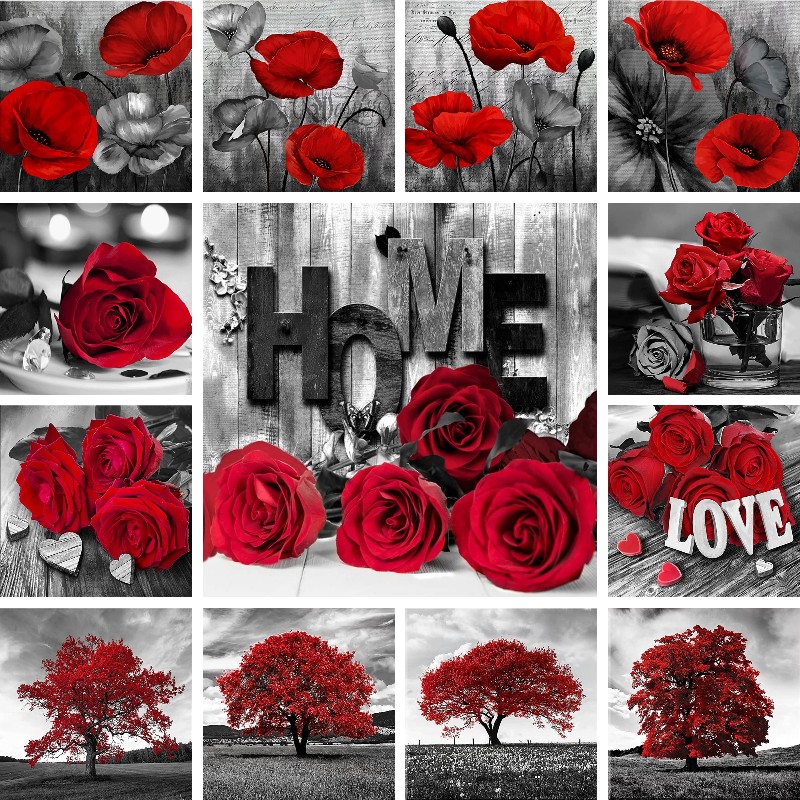Mosaic Diamond Red Black Art L - đánh giá và giá Resin Art Rose