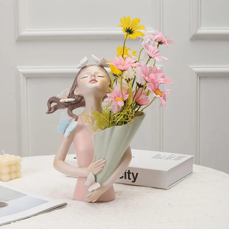 Nordic Flower Girl Art Vase Or - đánh giá và giá Resin Art Dining Table